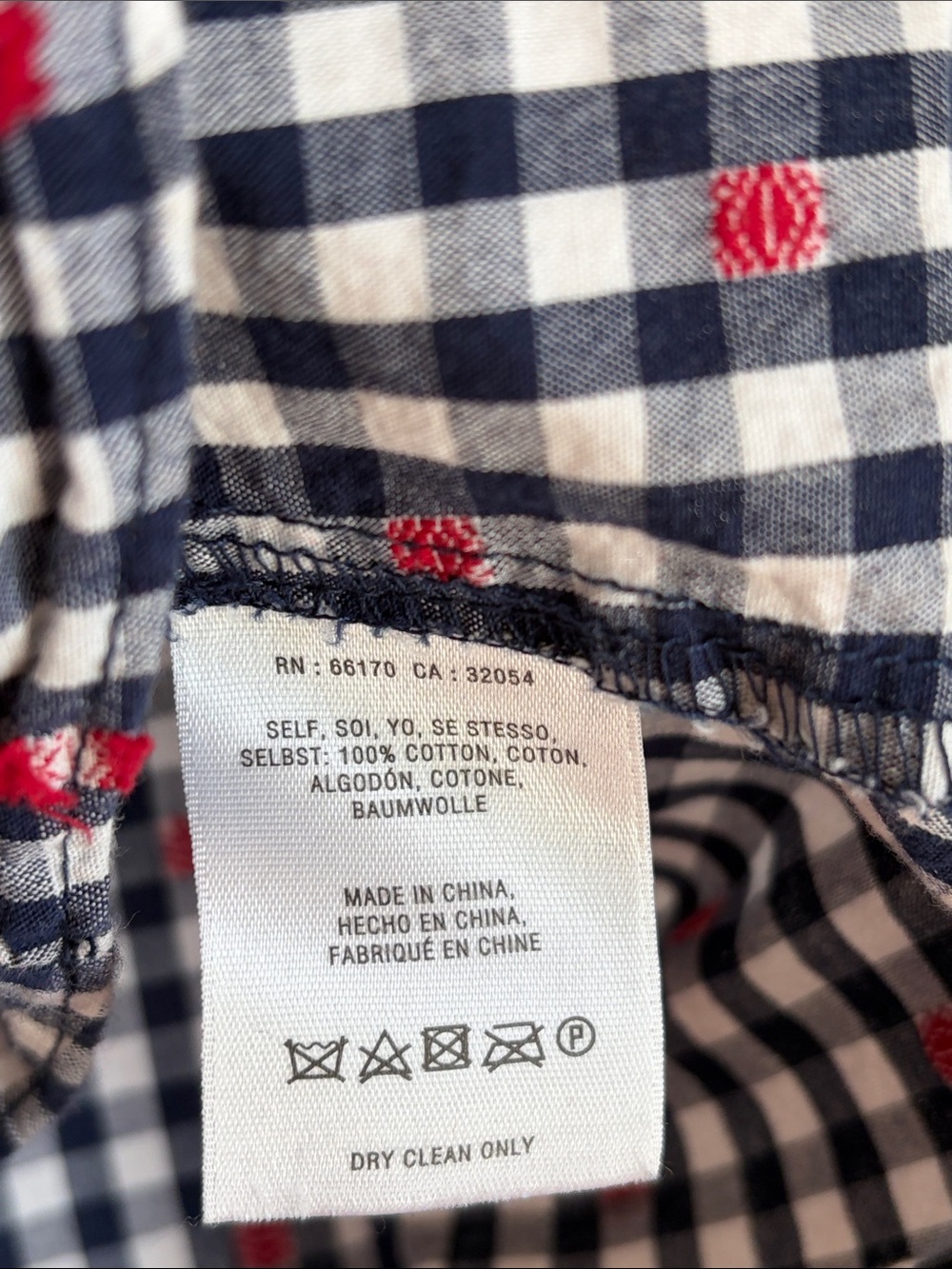 Maeve Anthropologie Gingham Check Skirt in Navy/White w/Red Embroidery - Picture 6 of 7